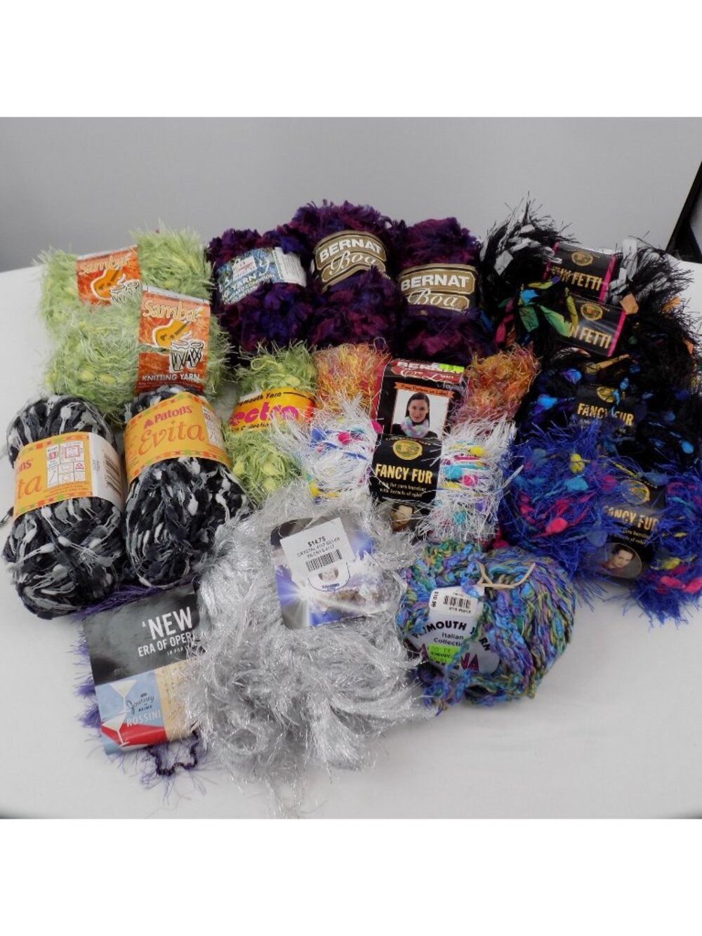 Novelty Yarn Lot 15 Full Skeins 2 Partials Bernat Lion Plymouth Samba Patons